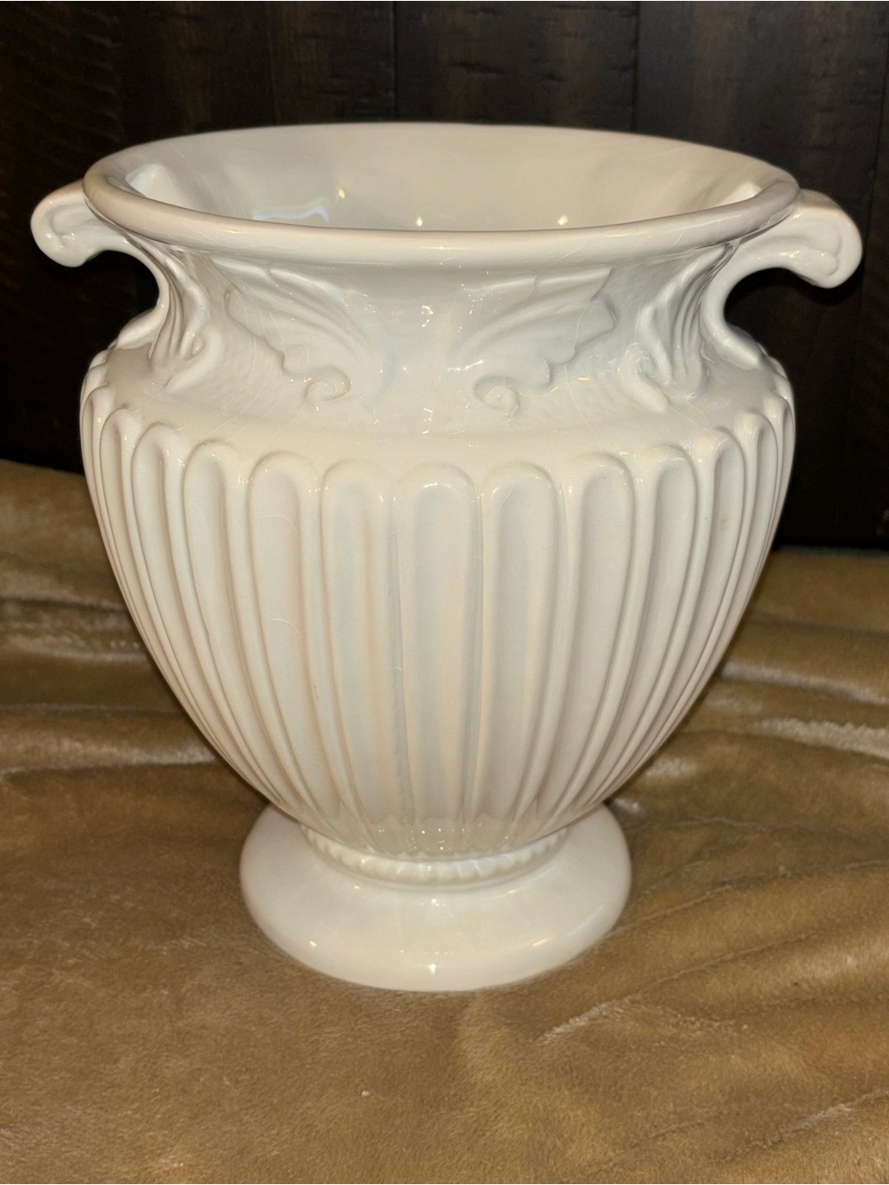 Lenox Butler's Pantry Ivory Embossed Large 11" Ceramic Canister Jar.